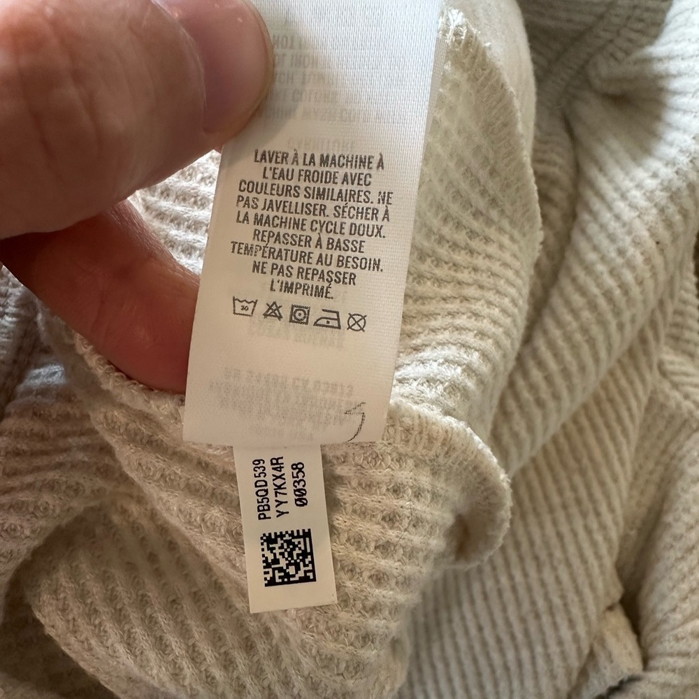 Aerie Cream Waffle Knit Pull On Lounge Shorts Detailed Pockets size XL - Picture 11 of 12